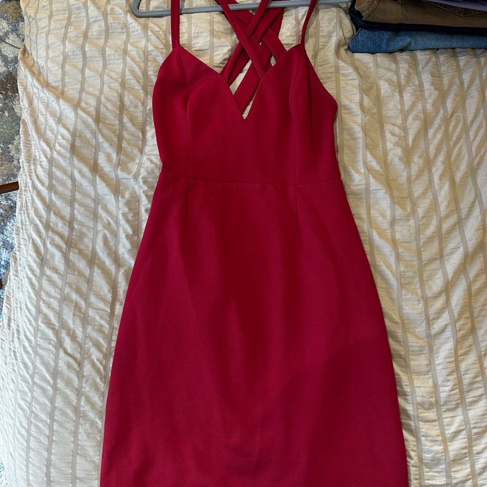 Elegant Cocktail Red Strappy Dress